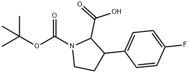 1,2-Pyrrolidinedicarboxylic acid, 3-(4-fluorophenyl)-, 1-(1,1-dimethylethyl) ester 化学構造式