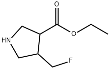 Ethyl 4-(fluoromethyl)-3-pyrrolidinecarboxylate 化学構造式