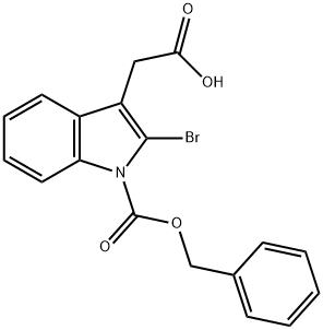 2-(1-((Benzyloxy)carbonyl)-2-bromo-1H-indol-3-yl)acetic acid 化学構造式