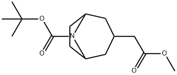 tert-butyl 3-(2-methoxy-2-oxo-ethyl)-8-azabicyclo[3.2.1]octane-8-carboxylate Struktur