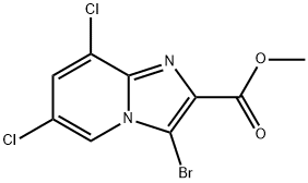 methyl 3-bromo-6,8-dichloroimidazo[1,2-a]pyridine-2-carboxylate 化学構造式