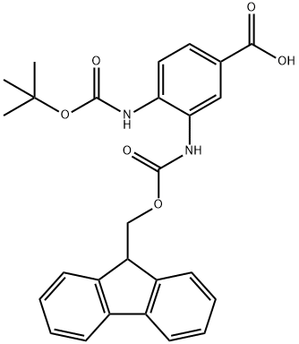 Benzoic acid, 4-[[(1,1-dimethylethoxy)carbonyl]amino]-3-[[(9H-fluoren-9-ylmethoxy)carbonyl]amino]- 结构式