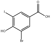 3-Bromo-5-iodo-4-hydroxybenzoic acid 化学構造式