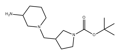 1-Pyrrolidinecarboxylic acid, 3-[(3-amino-1-piperidinyl)methyl]-, 1,1-dimethylethyl ester 结构式