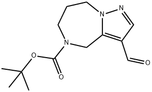 4H-Pyrazolo[1,5-a][1,4]diazepine-5(6H)-carboxylic acid, 3-formyl-7,8-dihydro-, 1,1-dimethylethyl ester Struktur