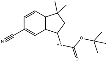 Carbamic acid, N-(6-cyano-2,3-dihydro-3,3-dimethyl-1H-inden-1-yl)-, 1,1-dimethylethyl ester,1823832-62-7,结构式