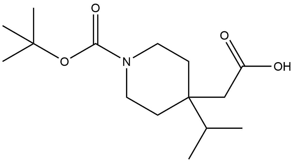 2-(1-(tert-butoxycarbonyl)-4-isopropylpiperidin-4-yl)acetic acid Structure