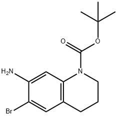 1,1-Dimethylethyl 7-amino-6-bromo-3,4-dihydro-1(2H)-quinolinecarboxylate Struktur