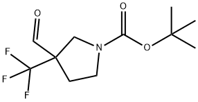 1-Pyrrolidinecarboxylic acid, 3-formyl-3-(trifluoromethyl)-, 1,1-dimethylethyl ester Struktur