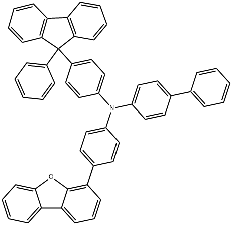 [1,1'-Biphenyl]-4-amine, N-[4-(4-dibenzofuranyl)phenyl]-N-[4-(9-phenyl-9H-fluoren-9-yl)phenyl]- 化学構造式