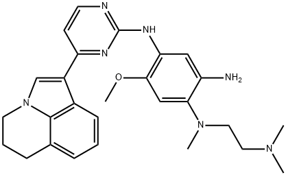 1,2,4-Benzenetriamine, N4-[4-(5,6-dihydro-4H-pyrrolo[3,2,1-ij]quinolin-1-yl)-2-pyrimidinyl]-N1-[2-(dimethylamino)ethyl]-5-methoxy-N1-methyl- Struktur