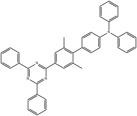 [1,1'-Biphenyl]-4-amine, 4'-(4,6-diphenyl-1,3,5-triazin-2-yl)-2',6'-dimethyl-N,N-diphenyl- Structure