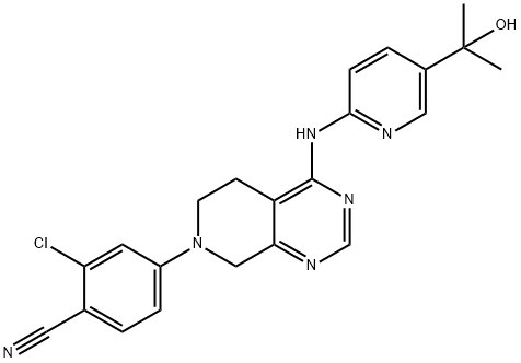 Benzonitrile, 2-chloro-4-[5,8-dihydro-4-[[5-(1-hydroxy-1-methylethyl)-2-pyridinyl]amino]pyrido[3,4-d]pyrimidin-7(6H)-yl]- Structure