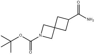 2-Azaspiro[3.3]heptane-2-carboxylic acid, 6-(aminocarbonyl)-, 1,1-dimethylethyl ester Struktur