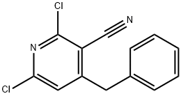 3-Pyridinecarbonitrile, 2,6-dichloro-4-(phenylmethyl)- Struktur