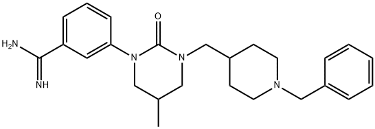 Benzenecarboximidamide, 3-[tetrahydro-5-methyl-2-oxo-3-[[1-(phenylmethyl)-4-piperidinyl]methyl]-1(2H)-pyrimidinyl]- Structure