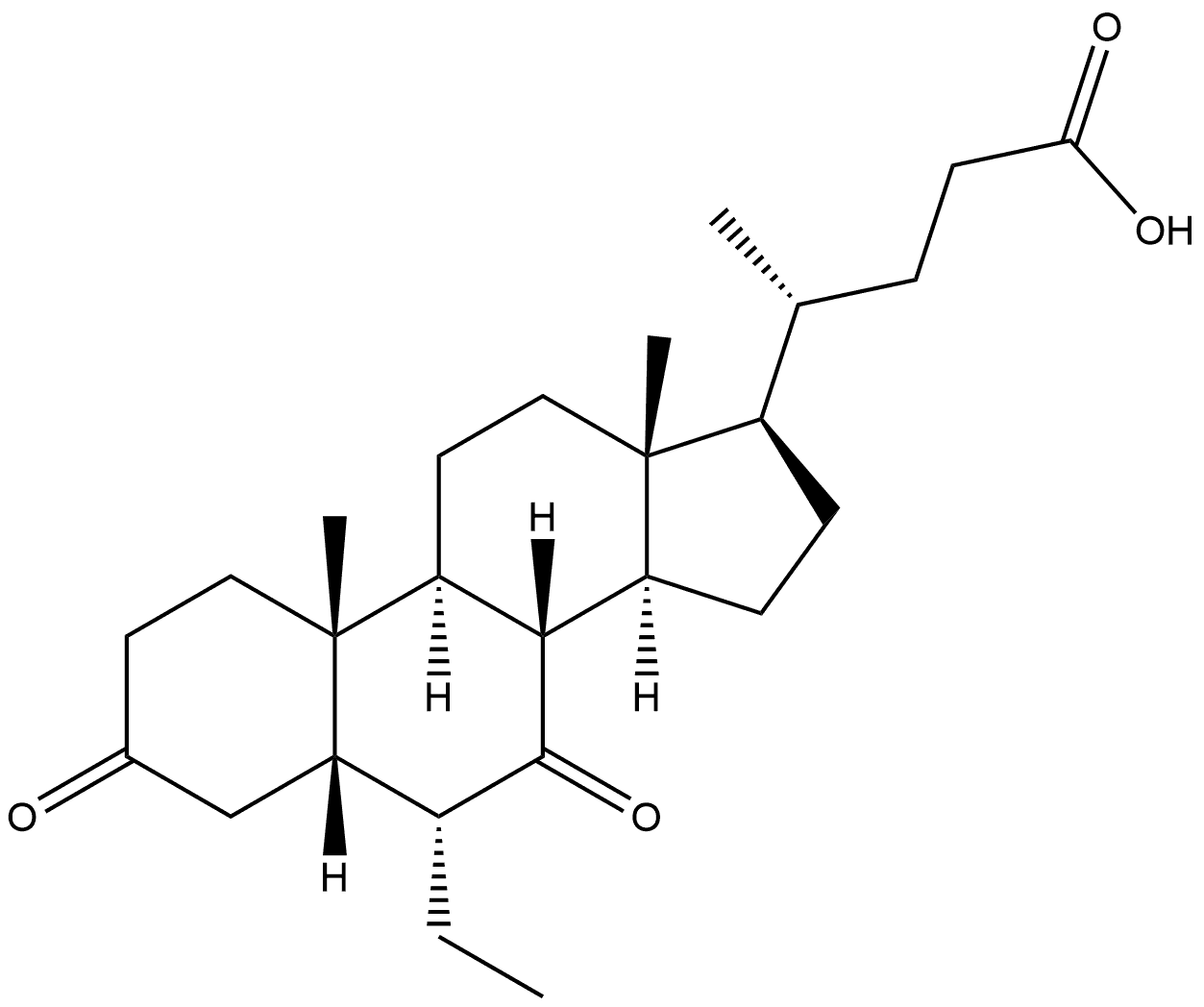 Cholan-24-oic acid, 6-ethyl-3,7-dioxo-, (5β,6α)- Structure