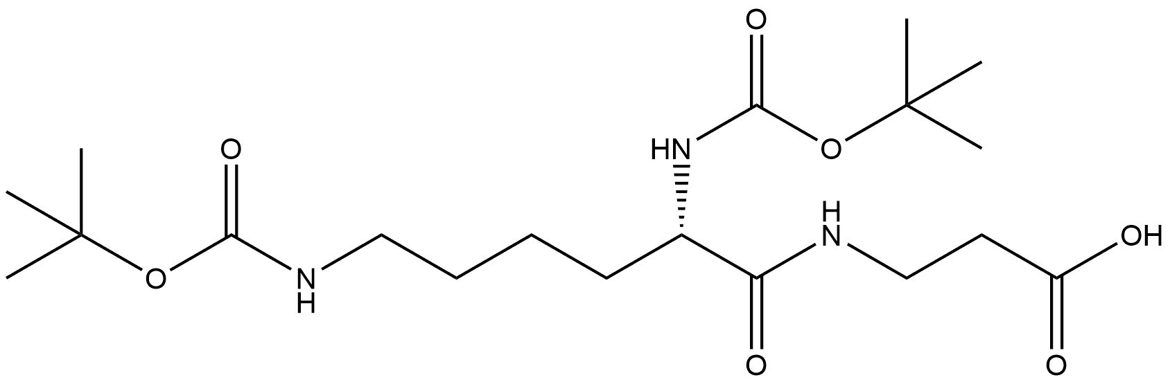 (S)-3-(2,6-Bis((tert-butoxycarbonyl)amino)hexanamido)propanoic acid 结构式