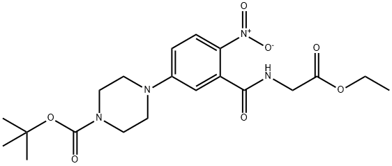 1-Piperazinecarboxylic acid, 4-[3-[[(2-ethoxy-2-oxoethyl)amino]carbonyl]-4-nitrophenyl]-, 1,1-dimethylethyl ester Structure