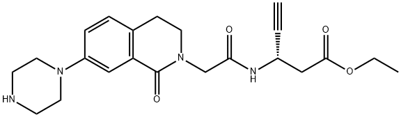 4-Pentynoic acid, 3-[[[3,4-dihydro-1-oxo-7-(1-piperazinyl)-2(1H)-isoquinolinyl]acetyl]amino]-, ethyl ester, (3S)- (9CI) Struktur