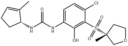 Urea, N-[4-chloro-2-hydroxy-3-[[(3R)-tetrahydro-3-methyl-3-furanyl]sulfonyl]phenyl]-N'-[(1R)-2-methyl-2-cyclopenten-1-yl]- Structure