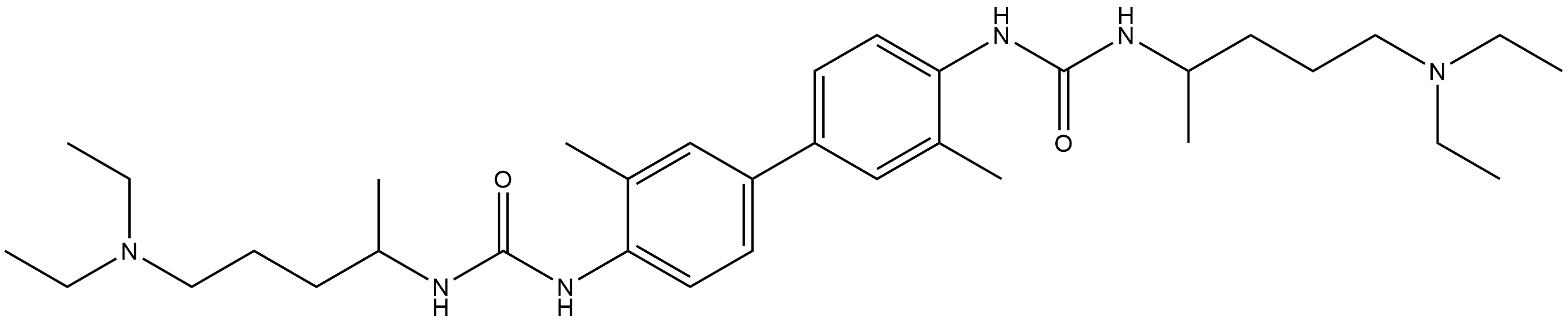 N,N′′-(3,3′-Dimethyl[1,1′-biphenyl]-4,4′-diyl)bis[N′-[4-(diethylamino)-1-methylbutyl]urea] 化学構造式