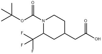 4-Piperidineacetic acid, 1-[(1,1-dimethylethoxy)carbonyl]-2-(trifluoromethyl)- Structure