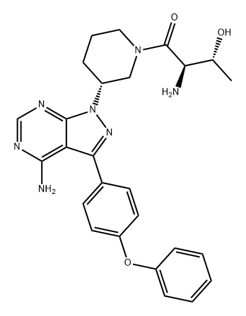 1-Butanone, 2-amino-1-[(3R)-3-[4-amino-3-(4-phenoxyphenyl)-1H-pyrazolo[3,4-d]pyrimidin-1-yl]-1-piperidinyl]-3-hydroxy-, (2R,3R)- Structure