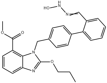 1H-Benzimidazole-7-carboxylic acid, 1-[[2'-[(hydroxyamino)iminomethyl][1,1'-biphenyl]-4-yl]methyl]-2-propoxy-, methyl ester Struktur