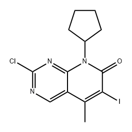 Pyrido[2,3-d]pyrimidin-7(8H)-one, 2-chloro-8-cyclopentyl-6-iodo-5-methyl- 化学構造式