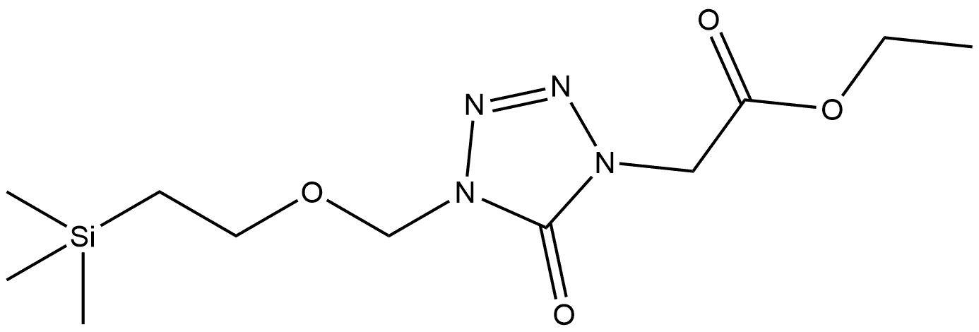 ethyl 2-(5-oxo-4-((2-(trimethylsilyl)ethoxy)methyl)-4,5-dihydro-1H-tetrazol-1-yl)acetate 结构式