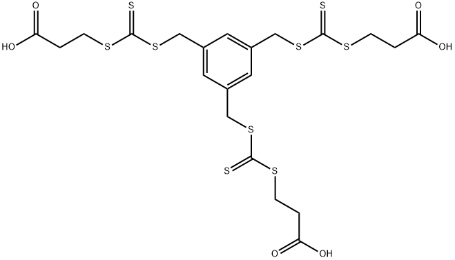 Propanoic acid, 3-[[[[[3,5-bis[[[[(2-carboxyethyl)thio]thioxomethyl]thio]methyl]phenyl]methyl]thio]thioxomethyl]thio]- 化学構造式