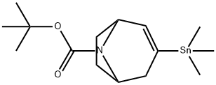 8-Azabicyclo[3.2.1]oct-2-ene-8-carboxylic acid, 3-(trimethylstannyl)-, 1,1-dimethylethyl ester Structure