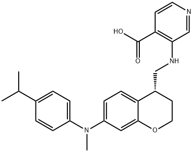 4-Pyridinecarboxylic acid, 3-[[[(4R)-3,4-dihydro-7-[methyl[4-(1-methylethyl)phenyl]amino]-2H-1-benzopyran-4-yl]methyl]amino]- Structure