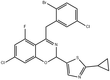 4-[(2-Bromo-5-chlorophenyl)methyl]-7-chloro-2-(2-cyclopropyl-5-thiazolyl)-5-fluoro-2H-1,3-benzoxazine Structure