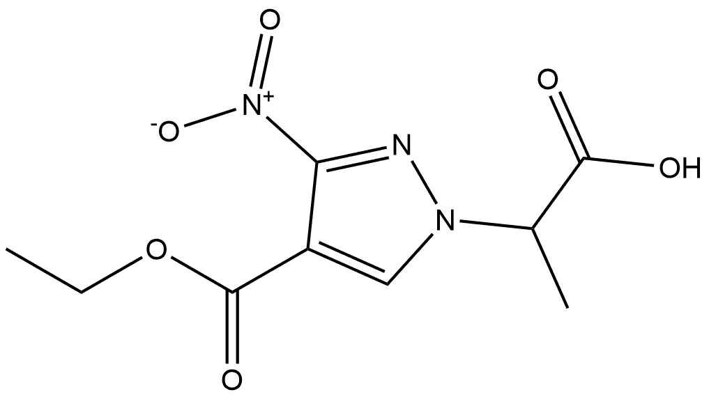 2-[4-(ethoxycarbonyl)-3-nitro-1H-pyrazol-1-yl]propanoic acid 化学構造式