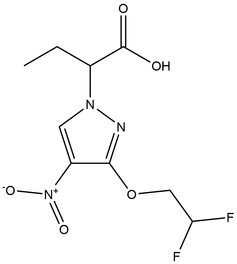 2-[3-(2,2-difluoroethoxy)-4-nitro-1H-pyrazol-1-yl]butanoic acid Struktur