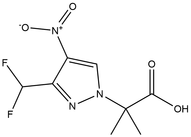 2-[3-(difluoromethyl)-4-nitro-1H-pyrazol-1-yl]-2-methylpropanoic acid Struktur