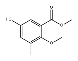 Benzoic acid, 5-hydroxy-2-methoxy-3-methyl-, methyl ester Struktur