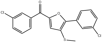 (3-chlorophenyl)(5-(3-chlorophenyl)-4-(methylthio)furan-2-yl)methanone Structure