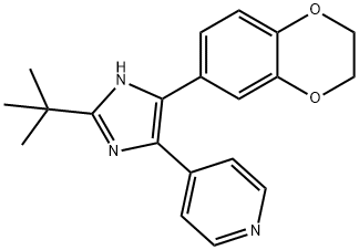 4-(2-(叔丁基)-5-(2,3-二氢苯并[B][1,4]二氧杂环己烷基-6-基)-1H-咪唑-4-基)吡啶, 1859918-13-0, 结构式