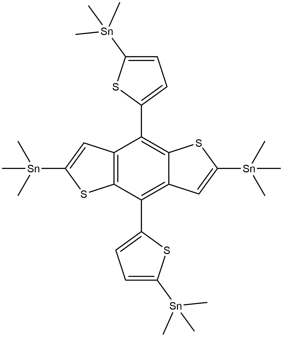 1,1′-[[2,6-Bis(trimethylstannyl)benzo[1,2-b:4,5-b′]dithiophene-4,8-diyl]di-5,2-thiophenediyl]bis[1,1,1-trimethylstannane] Structure