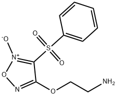 2-[[4-(benzenesulfonyl)-5-oxido-1,2,5-oxadiazol-5-ium-3-yl]oxy]ethanamine Struktur