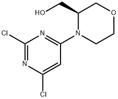 3-Morpholinemethanol, 4-(2,6-dichloro-4-pyrimidinyl)-, (3S)- 结构式