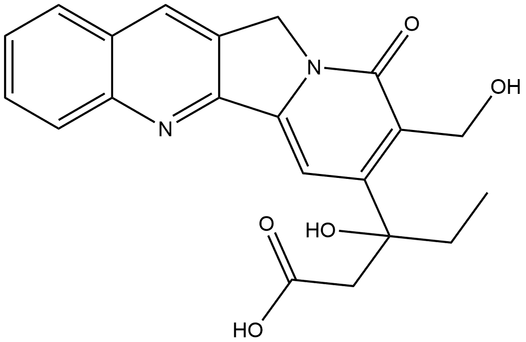 Indolizino[1,2-b]quinoline-7-propanoic acid, β-ethyl-9,11-dihydro-β-hydroxy-8-(hydroxymethyl)-9-oxo- Struktur