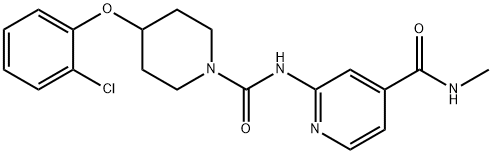 4-Pyridinecarboxamide, 2-[[[4-(2-chlorophenoxy)-1-piperidinyl]carbonyl]amino]-N-methyl- 化学構造式