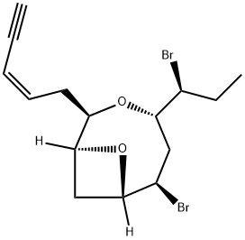 (1S,2R,7S)-2β-[(Z)-2-ペンテン-4-イニル]-4α-[(S)-1-ブロモプロピル]-6β-ブロモ-3,9-ジオキサビシクロ[5.1.1]ノナン 化学構造式