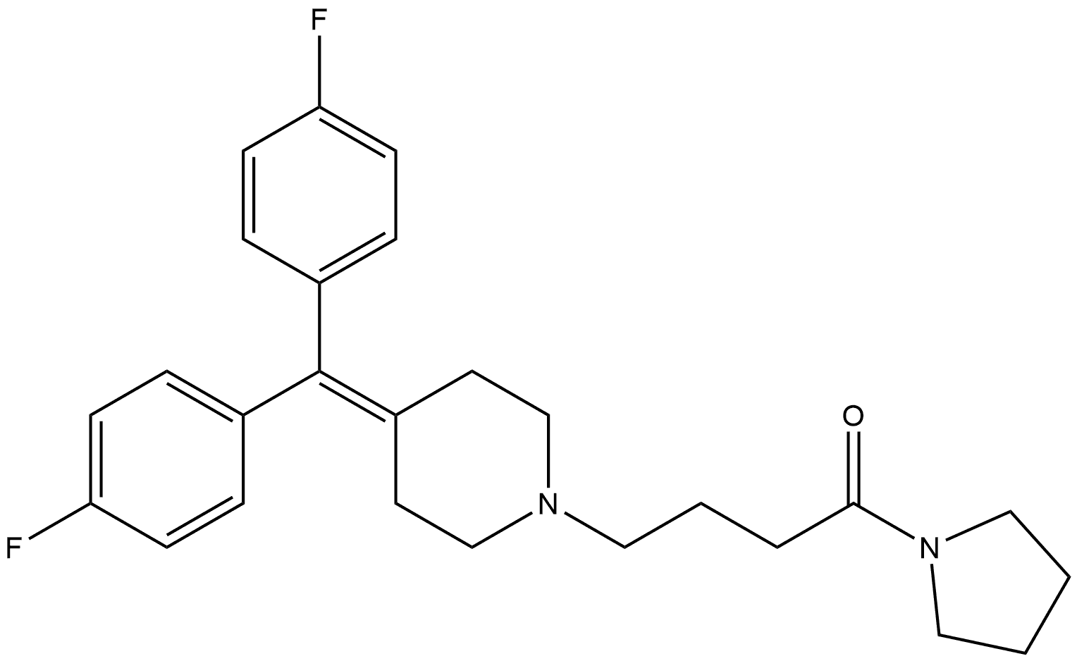 4-[4-[Bis(4-fluorophenyl)methylene]-1-piperidinyl]-1-(1-pyrrolidinyl)-1-butanone Struktur