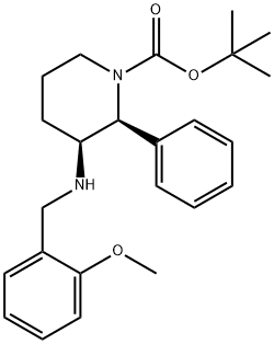 1-Piperidinecarboxylic acid, 3-[[(2-methoxyphenyl)methyl]amino]-2-phenyl-, 1,1-dimethylethyl ester, (2S,3S)- Structure