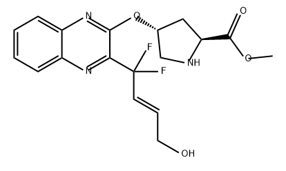 L-Proline, 4-[[3-[(2E)-1,1-difluoro-4-hydroxy-2-buten-1-yl]-2-quinoxalinyl]oxy]-, methyl ester, (4R)- Struktur